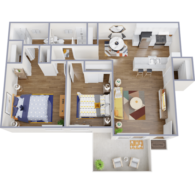 2 Beds • 2 Bath 221 floor plan